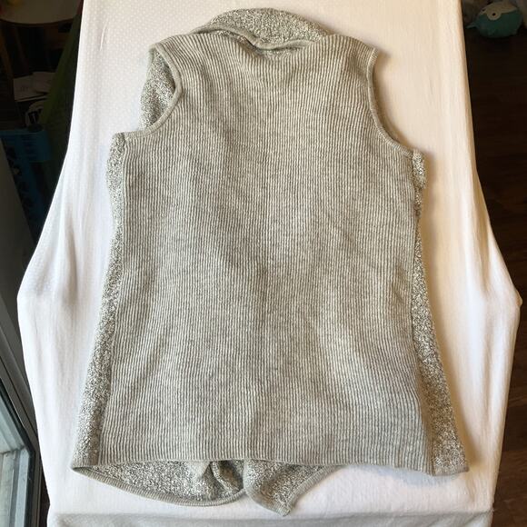 Olivia Sky Women Vest M Gray Acrylic Wool Zipper Pockets Sleeveless Open Front - Picture 10 of 10